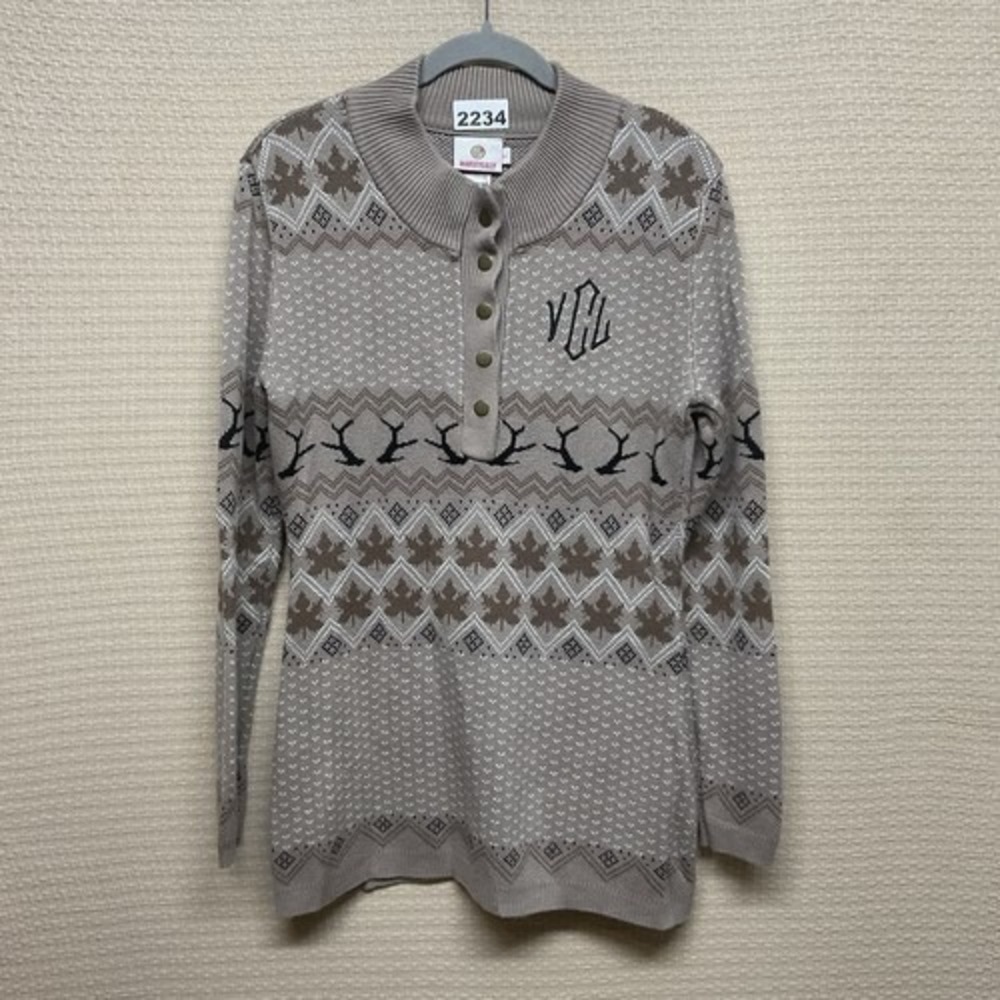 Marleylilly Beige/Tan‎ Alp Scandinavian Henley Mini Sweater Dress Women L China